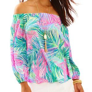 Lilly Pulitzer Silk Off Shoulder Top Size Small